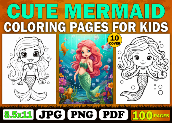 100 Cute Mermaid Coloring Pages for Kids