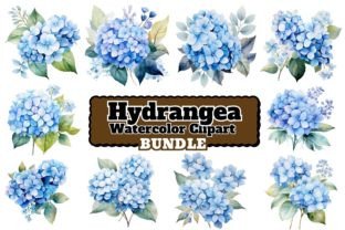 Blue Watercolor Floral Hydrangea Clipart Graphic by craftsmaker ...