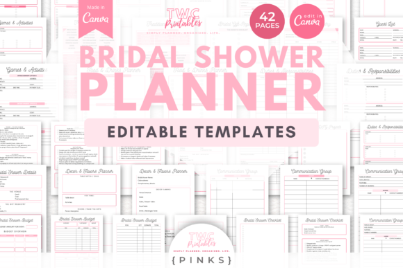 Bridal Shower Planner Canva Templates Graphics 1