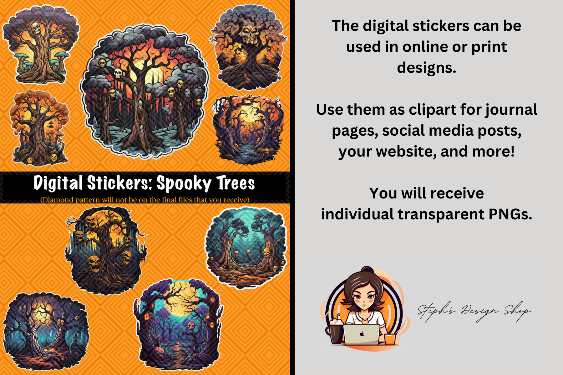 Devious Tree Sticker Digital Stickers: Spooky Trees Graphic by SassySublimatorLLC ยท Creative ...