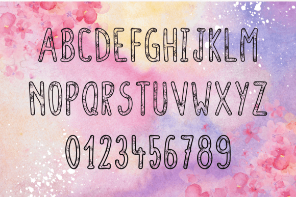 Flowers Hollow Dark Font PNG with transparent background - Preview 2