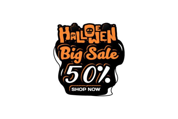 Halloween Sale Banner Design Isolated