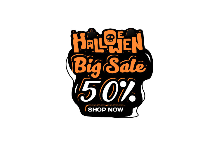 Halloween Sale Banner Design Isolated
