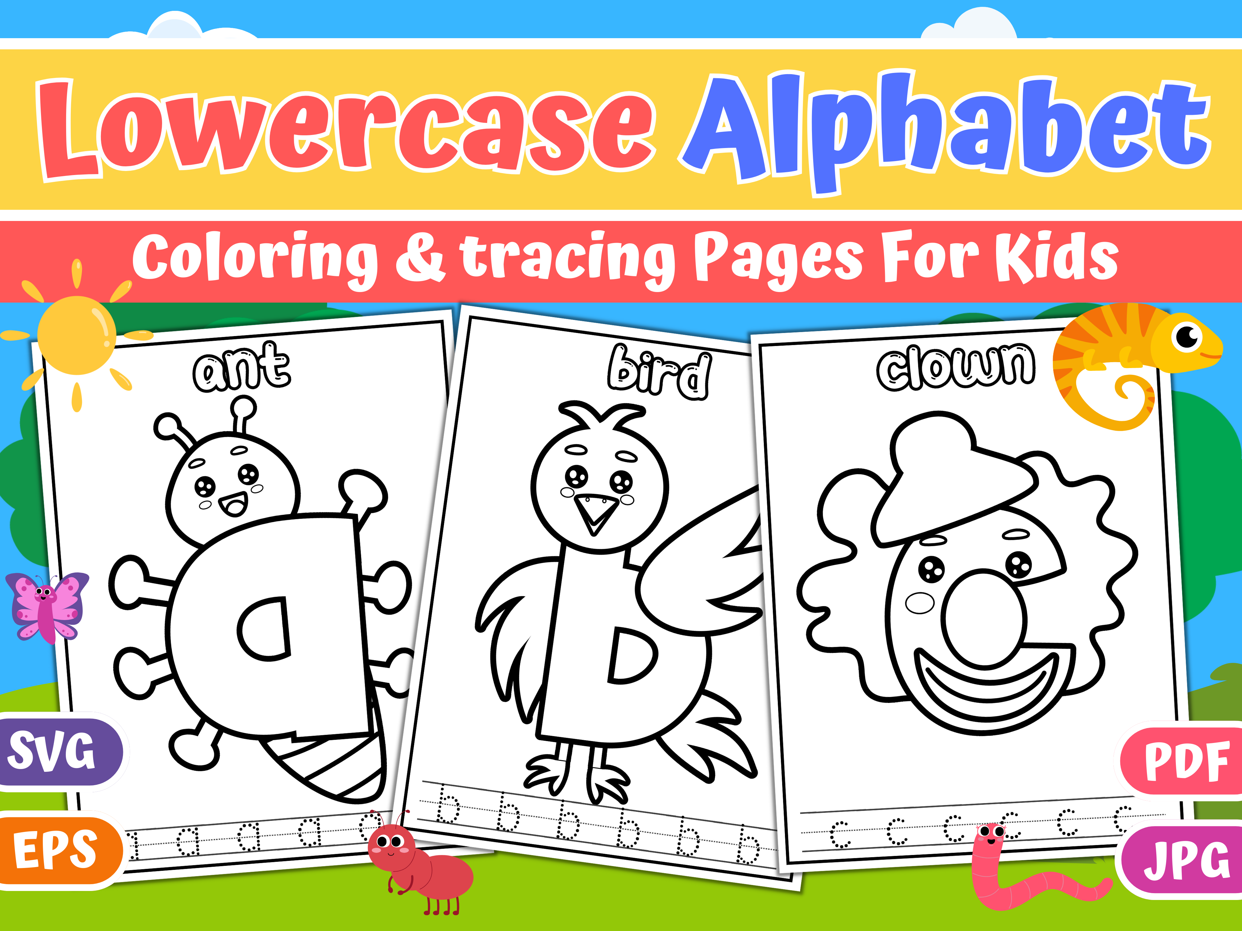 Lowercase Alphabet Coloring Pages.