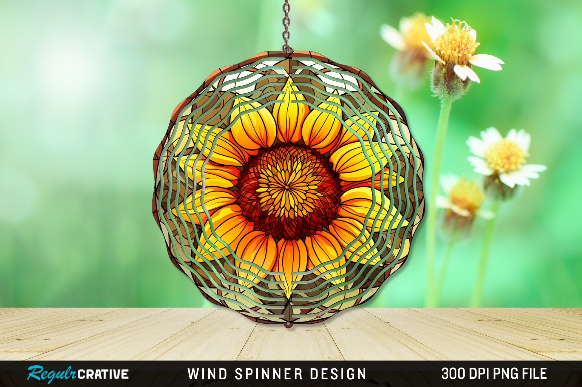 Sunflower Stained Glass Wind Spinner Graphic by Regulrcrative ...