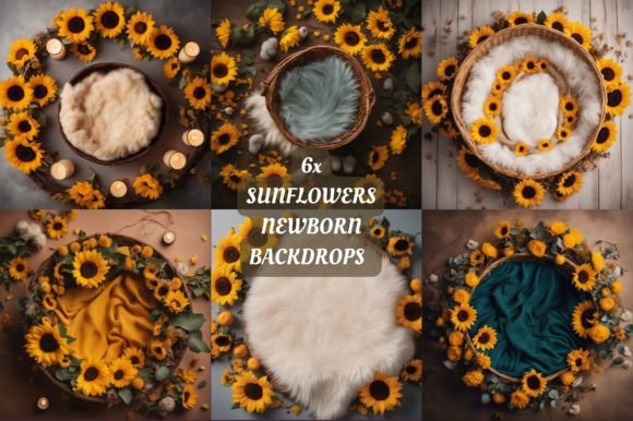 Preview of Sunflowers Newborn Digital Backdrop digital backdrop