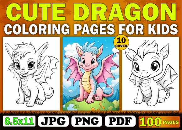100 Cute Dragon Coloring Pages for Kids