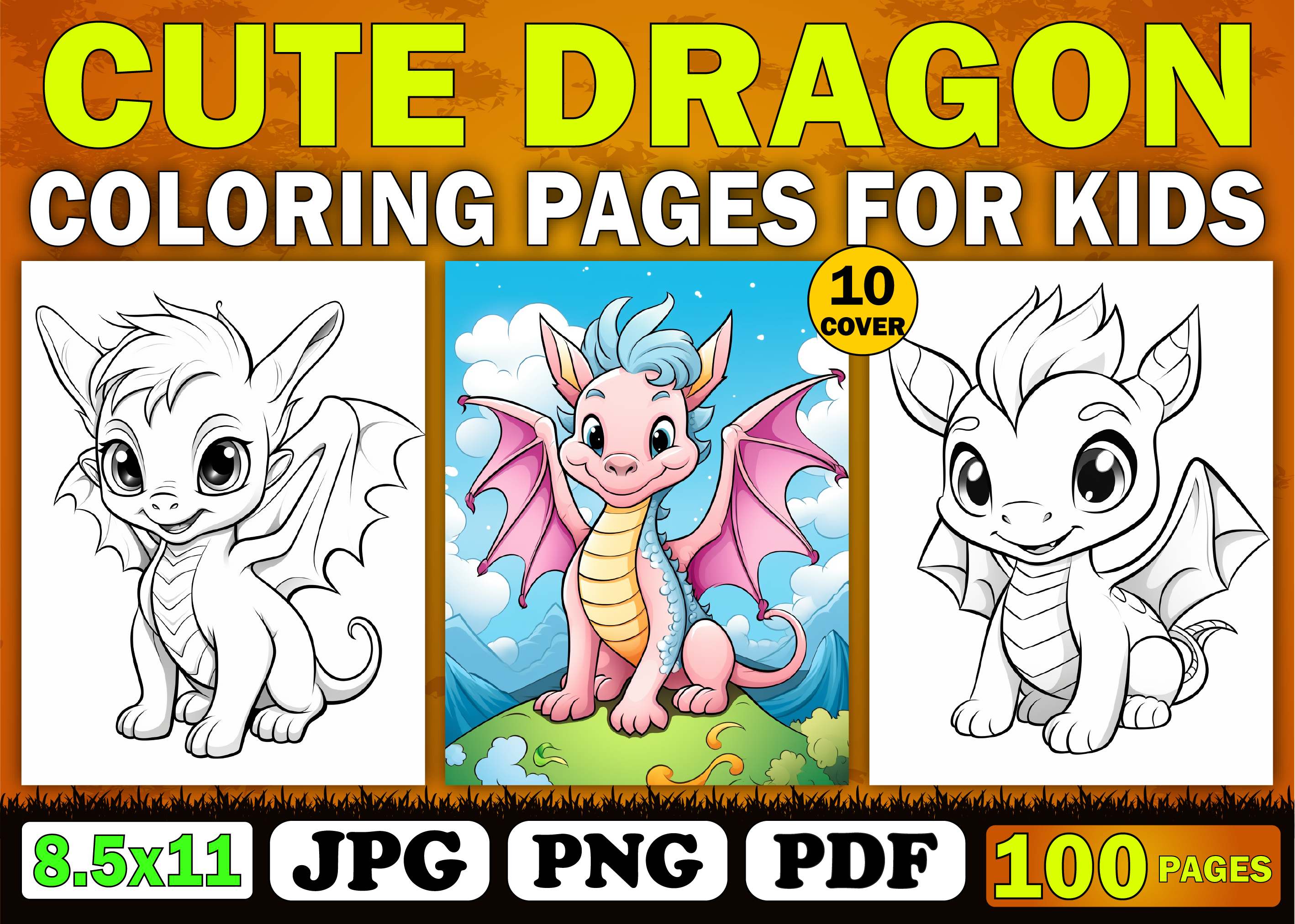 100 Cute Dragon Coloring Pages for Kids