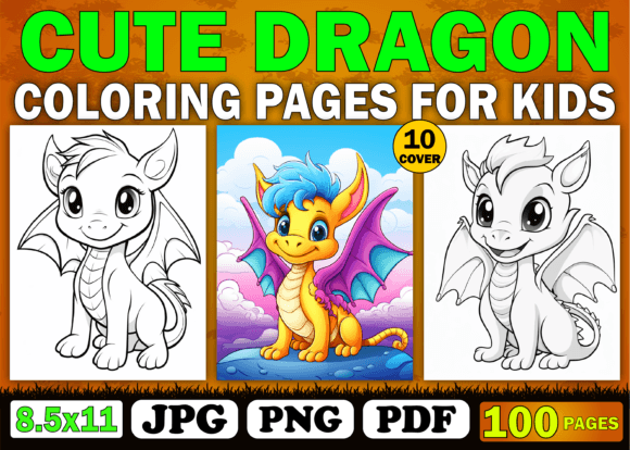 100 Cute Dragon Coloring Pages for Kids