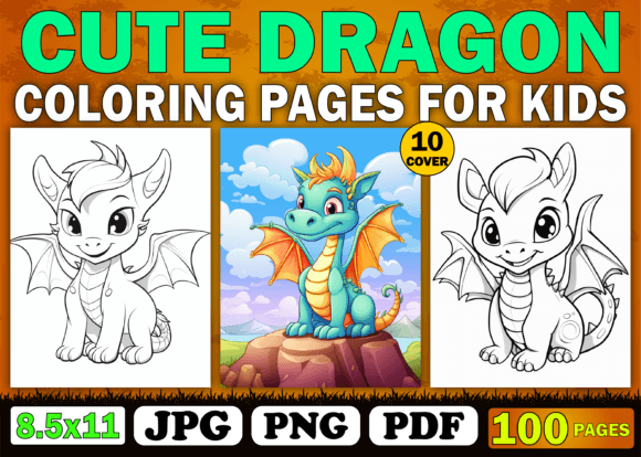 100 Cute Dragon Coloring Pages for Kids