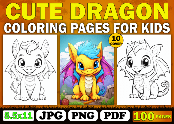 100 Cute Dragon Coloring Pages for Kids