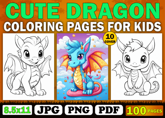 100 Cute Dragon Coloring Pages for Kids