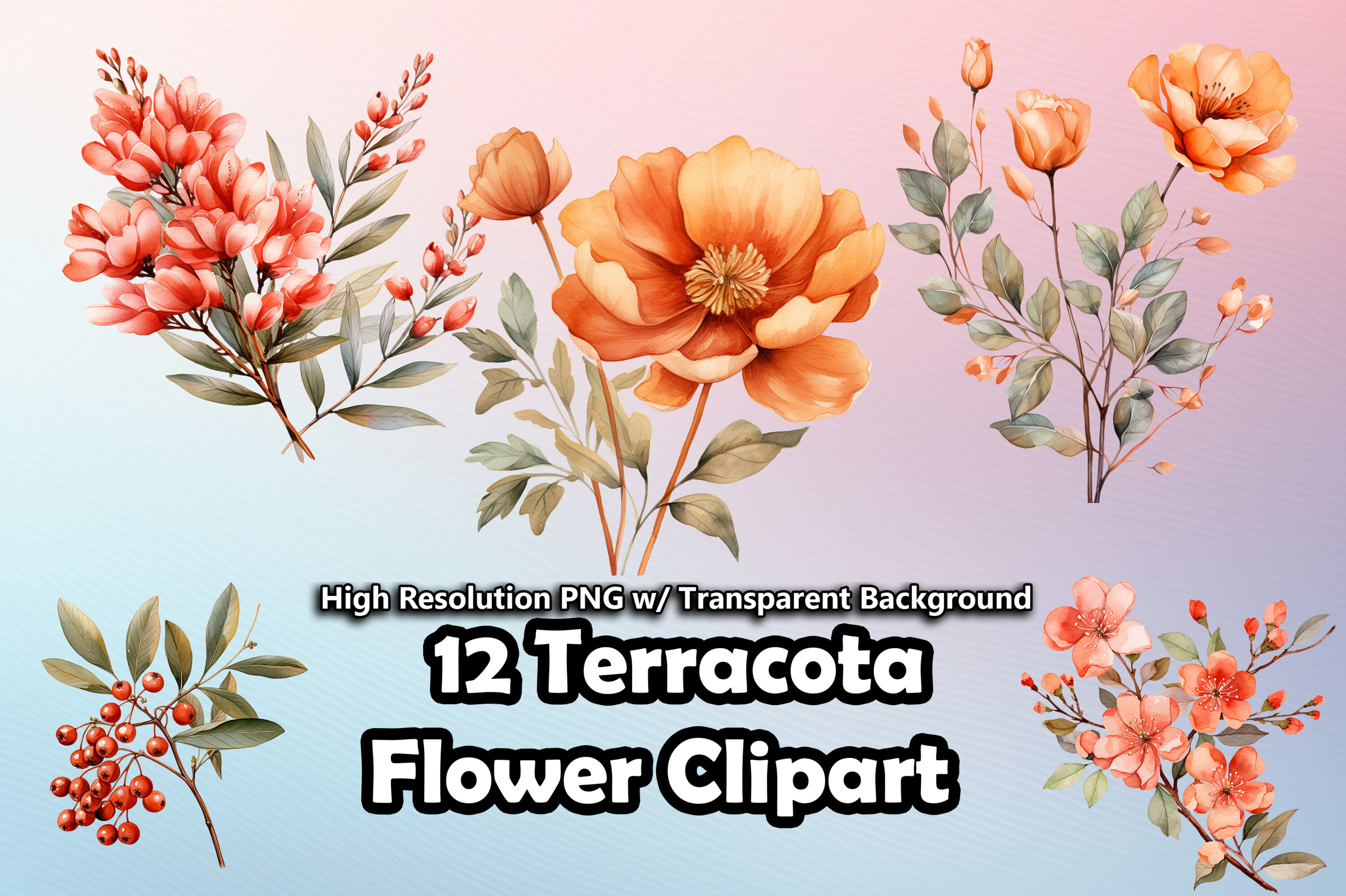 12 Terracota Flower Clipart PNG Graphic by printztopbrand · Creative ...