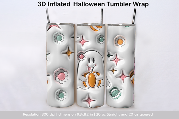 3D Inflated Halloween Tumbler Wrap Graphic by Nam Tiwa · Creative Fabrica