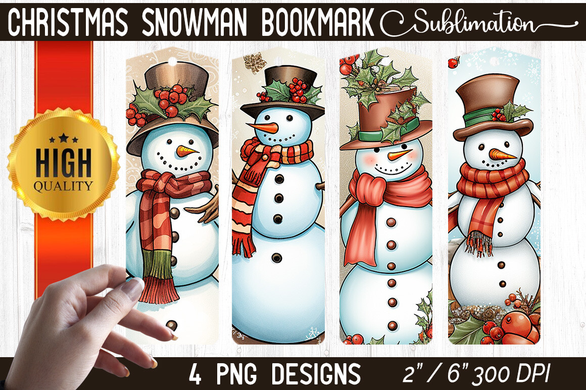 Christmas Snowman Bookmark Design Graphic by Craftinglia · Creative Fabrica