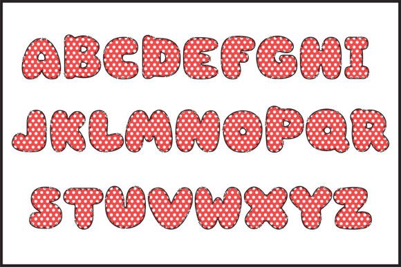 Red Dots Font PNG with transparent background - Preview 1