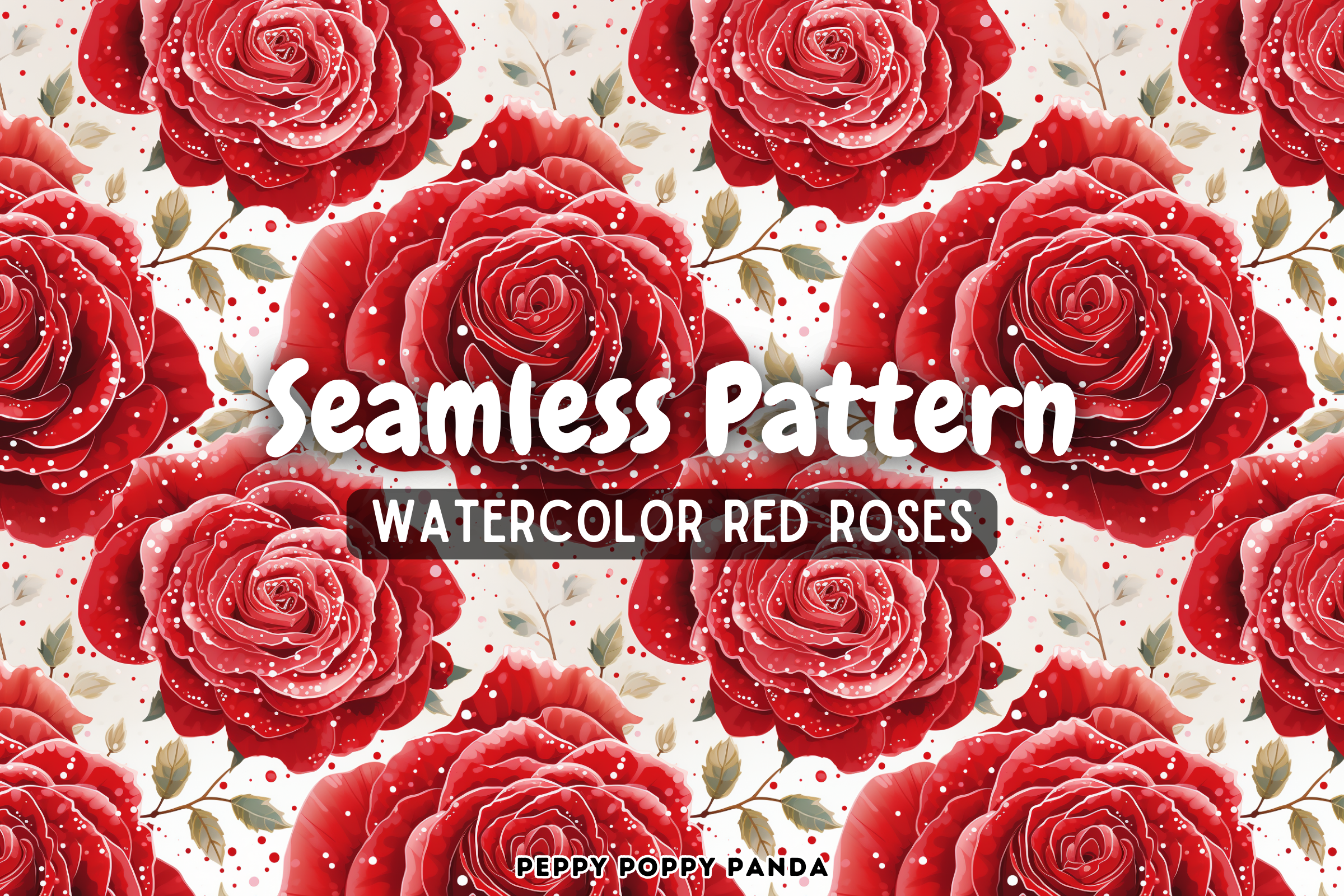 Red Rose Floral Digital Paper Seamless Graphic by Peppy Poppy Panda ...