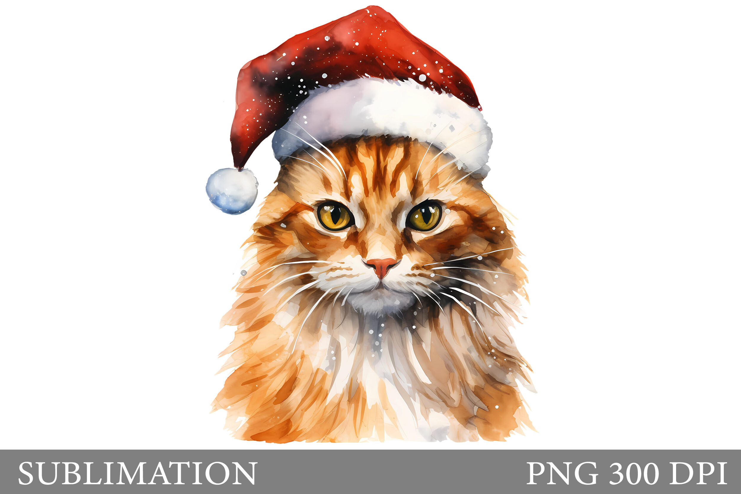 Christmas Cat Watercolor Clipart Graphic by shishkovaiv · Creative Fabrica