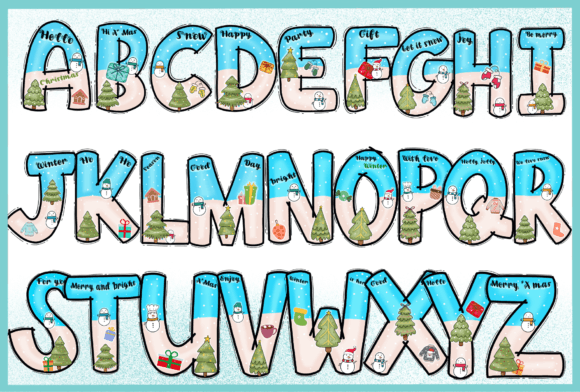 Christmas Snowly Font PNG with transparent background - Preview 1