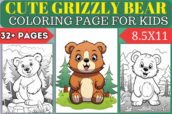 Grizzly Bear Coloring Page for Kids