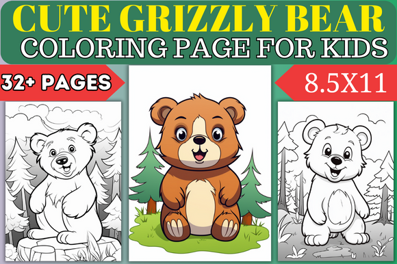 Grizzly Bear Coloring Page for Kids