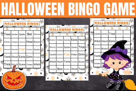October Halloween Bingo Cards Game
