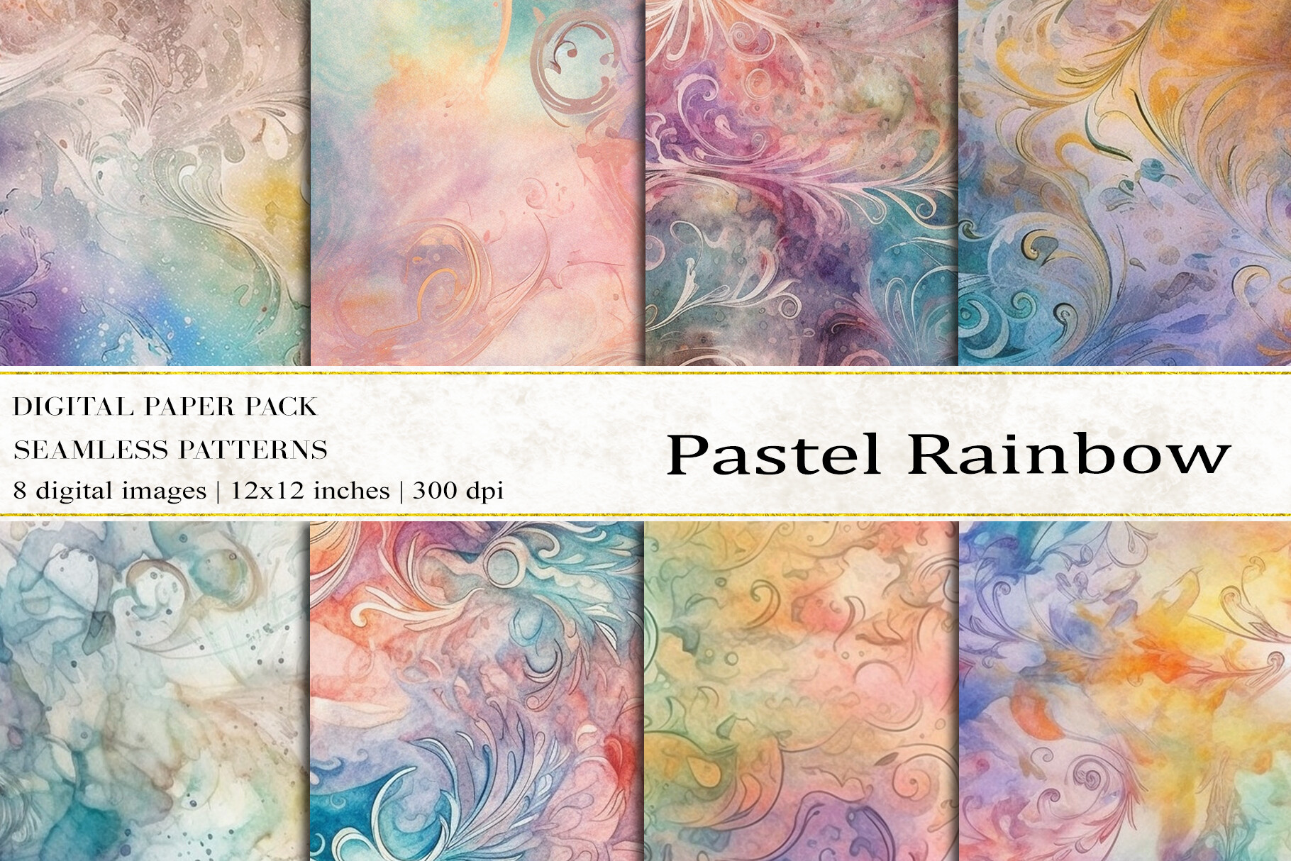 Pastel Rainbow Digital Papers Graphic by BonaDesigns · Creative Fabrica