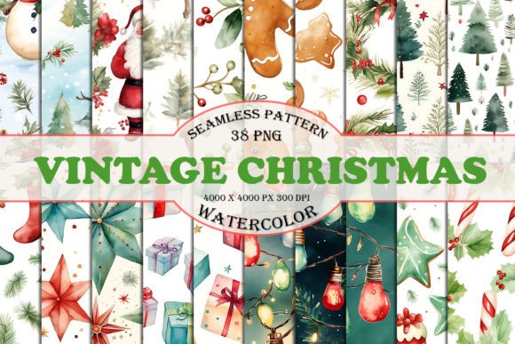 Vintage Christmas Digital Paper Bundle