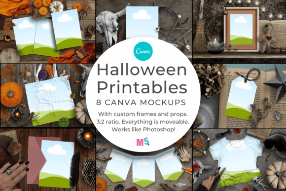 Canva Halloween Mockups for Printables Graphic Halloween Templates By Mockup Scene