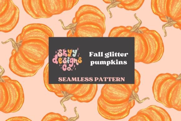 Fall Glitter Pumpkin Seamless Pattern