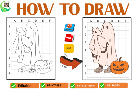 How to Draw Adorable Cat Ghost Coloring