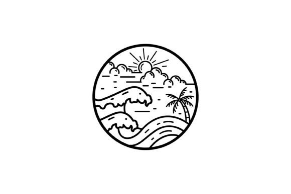 Ocean Wave Line Art Logo Design