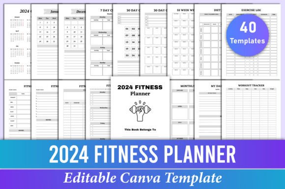 2024 Fitness Planner Canva Templates