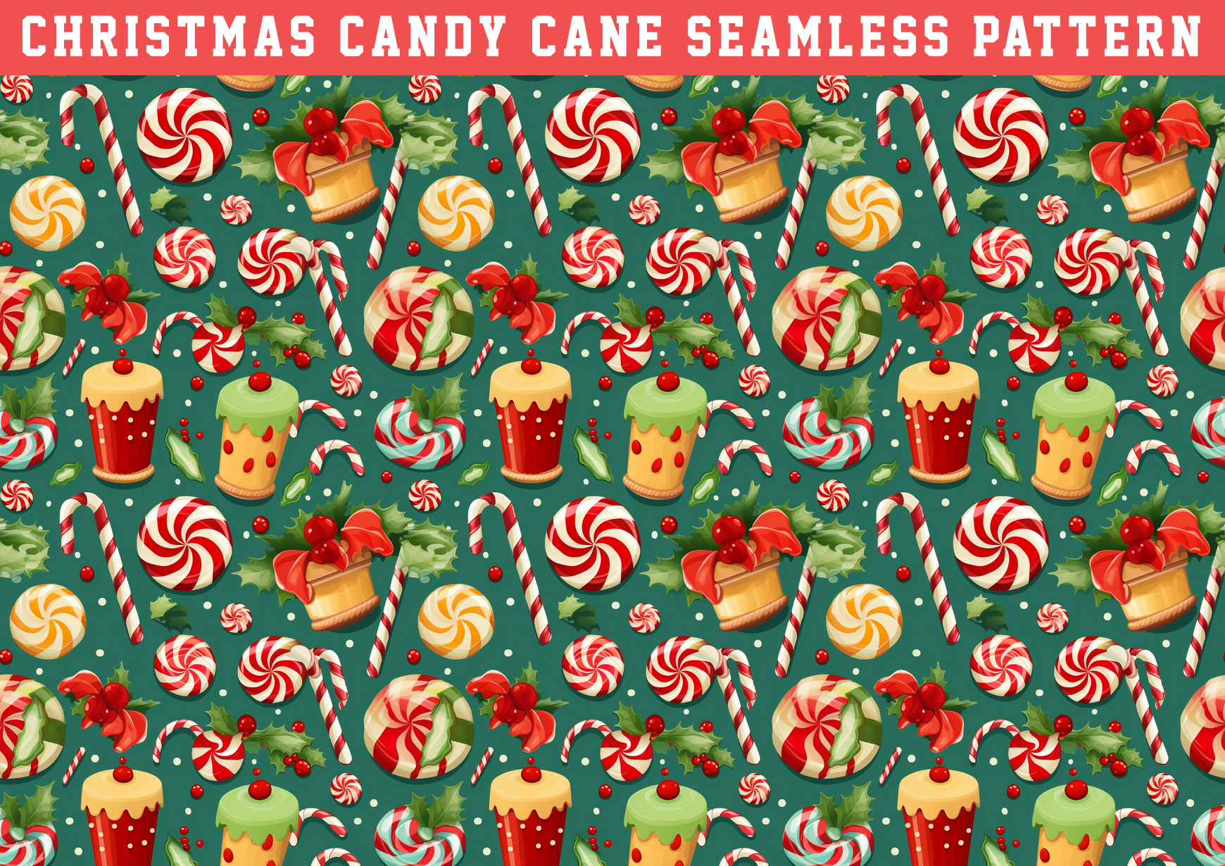 Christmas Candy Cane Pattern Graphic by seasonal · Creative Fabrica