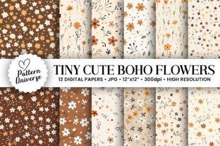 Cute Tiny Boho Flowers Digital Papers Graphic by Pattern Universe ...