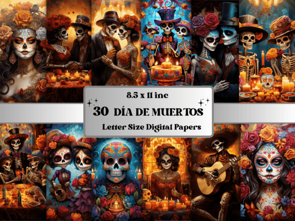 Dia De Los Muertos Scenes Digital Paper