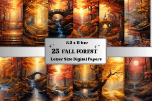 Enchanted Fall Forest Digital Paper Pack Graphic by ...