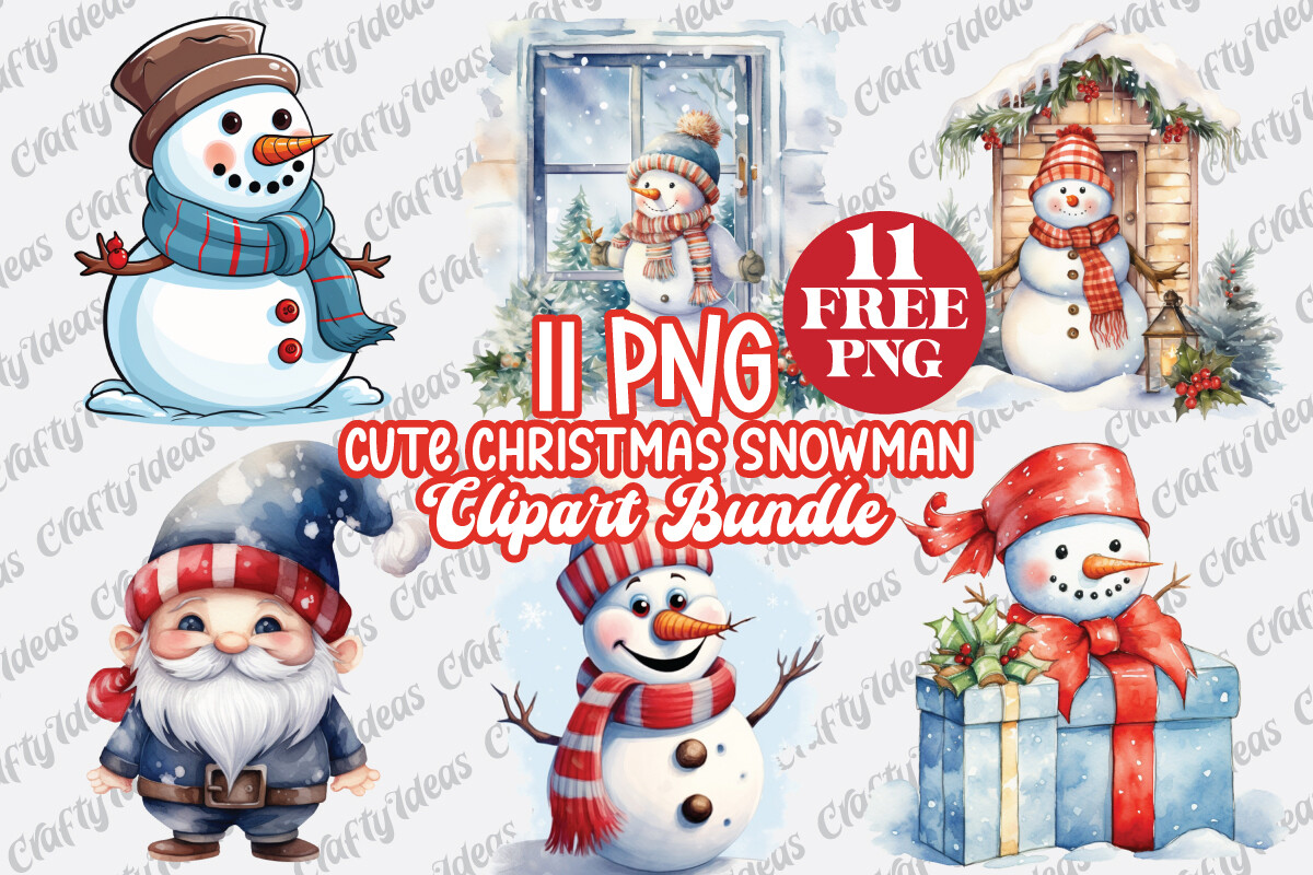 FREE Cute Christmas Snowman Clipart Graphic by CraftyIdeas · Creative ...