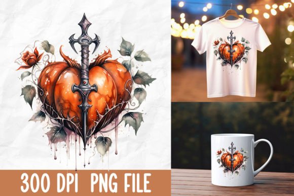 Grunge Gothic Pumpkin Dagger Rose Grafika Projekty Koszulek Przez Kanweat