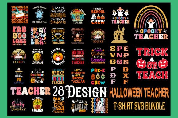 Preview of Halloween Teacher T-Shirt SVG Bundle T-shirt, sticker, and sublimation design