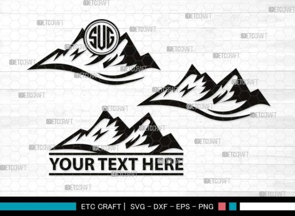 Mountain SVG Monogram, Hiking Silhouette Illustration Artisanat Par Pixel Elites