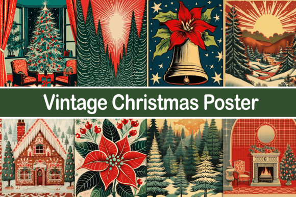 Vintage Christmas Poster Bundle