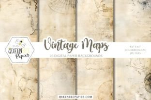 Vintage Old Maps Digital Paper Graphic by Queen Bee Papier · Creative ...