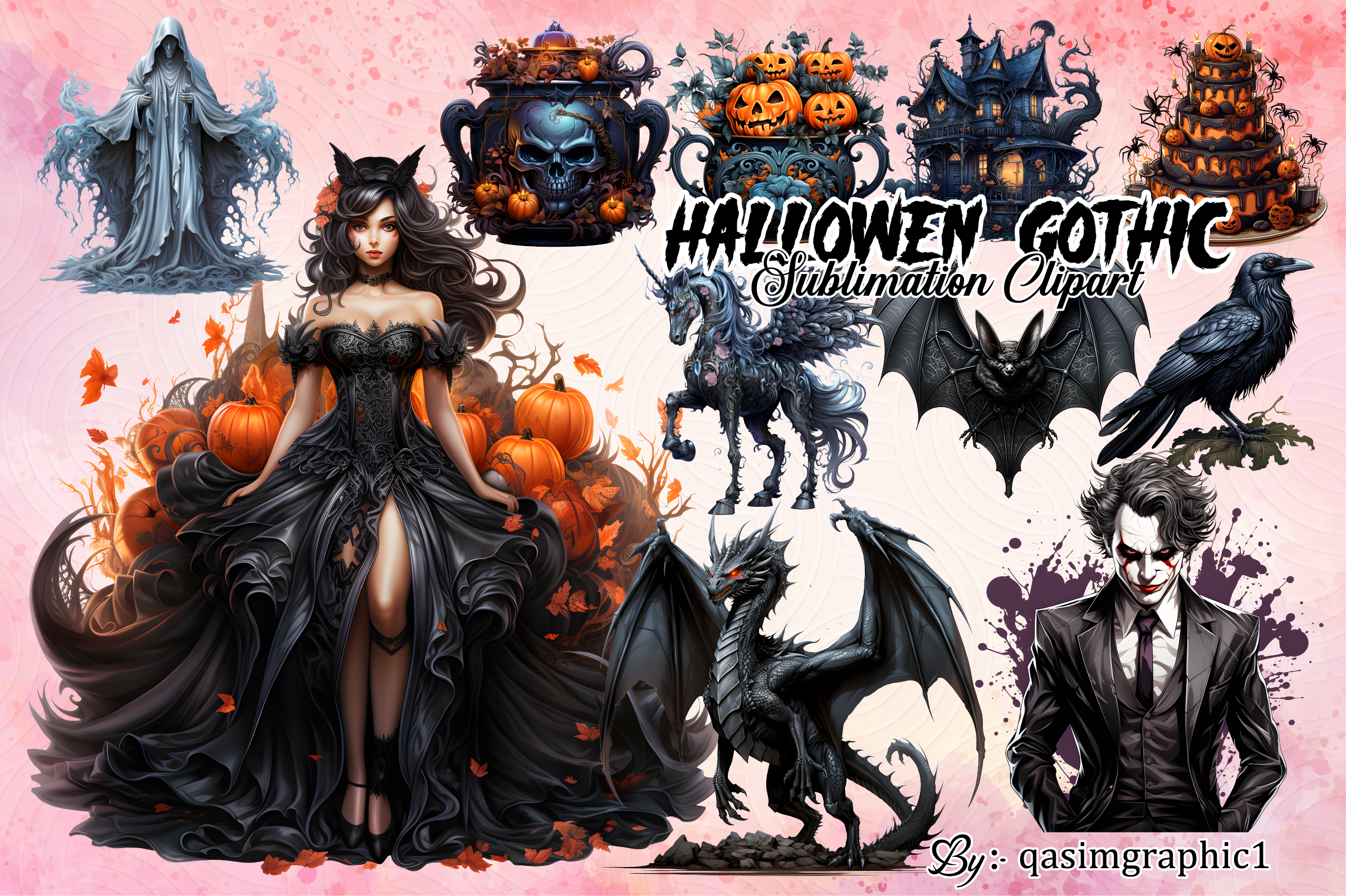 Creepy Gothic Halloween Clipart Graphic by qasimgraphic1 · Creative Fabrica