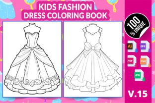 Kids Fashion Dress Coloring Book V15 Graphic by Md Abu Saeid  Creative  Fabrica