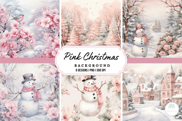 Watercolor Pink Christmas Background