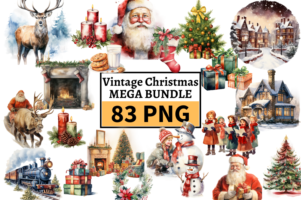Watercolor Vintage Christmas MEGA Bundle - photo 1