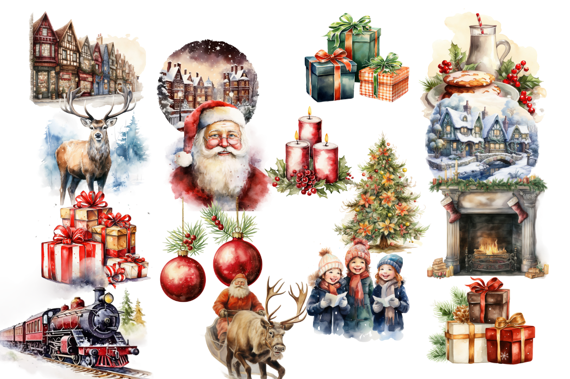 Watercolor Vintage Christmas MEGA Bundle - photo 3