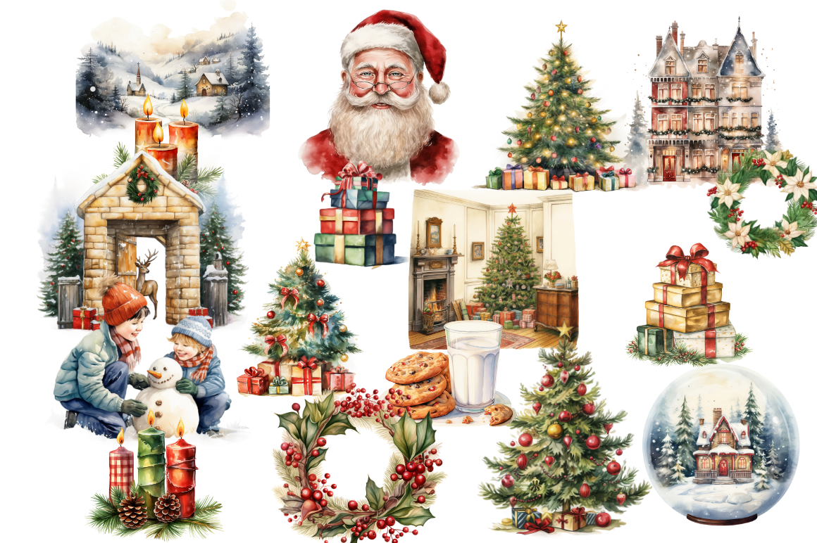 Watercolor Vintage Christmas MEGA Bundle - photo 5
