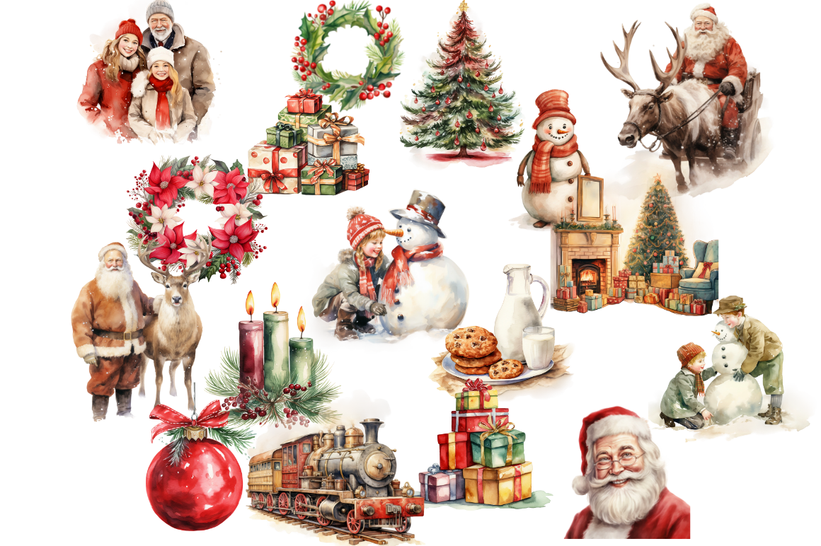 Watercolor Vintage Christmas MEGA Bundle - photo 6